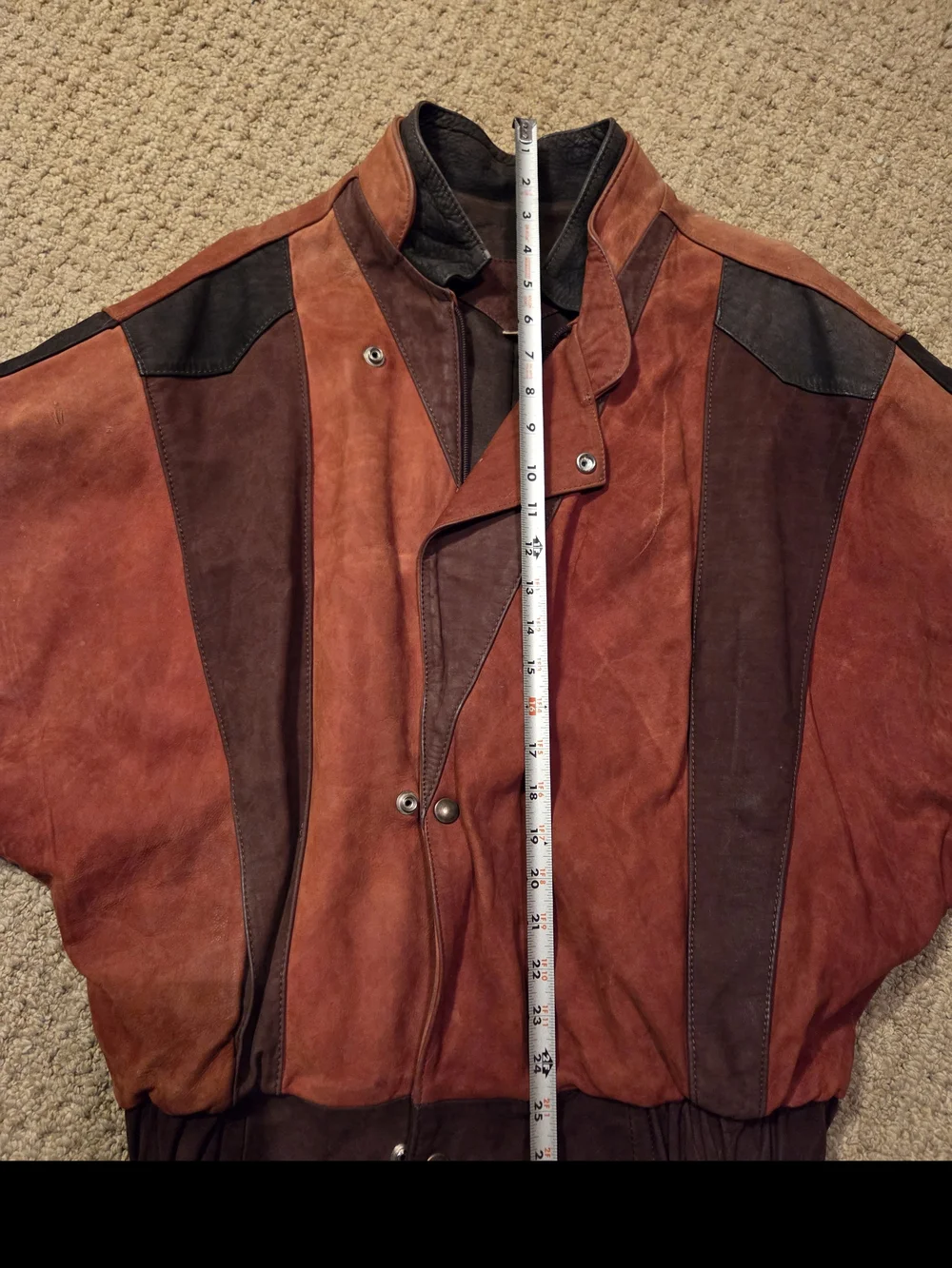 Unisex Vintage/Retro multicolor Suede Bomber Jacket with batwing sleeves